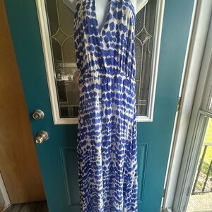 Alexis Blue and White Halter Sundress Resort Wear